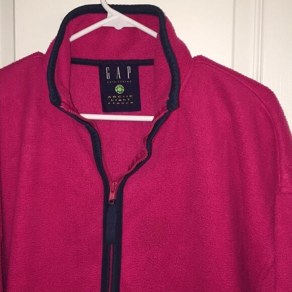 Vintage Fuchsia Pink Retro zipper fleece jacket L - Picture 3 of 4